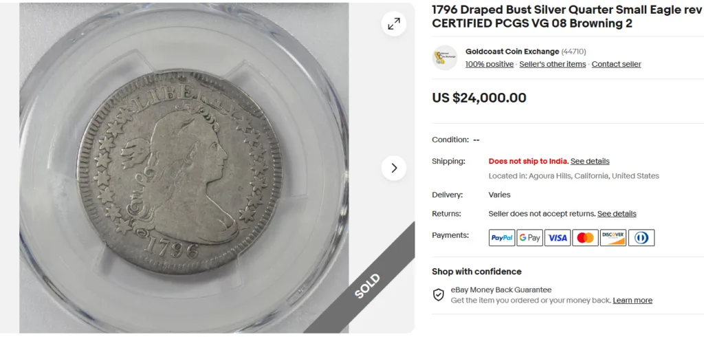 1796 Draped Bust Silver Quarter