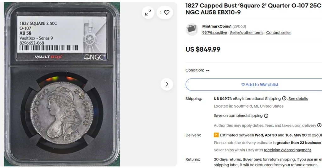 1827 Capped Bust Quarter