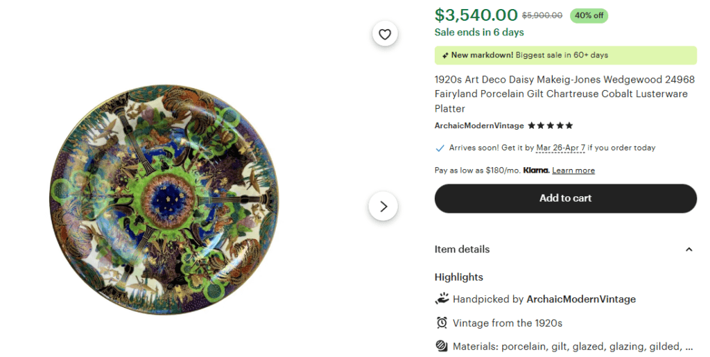 1920s Wedgewood Fairyland Porcelain Platter