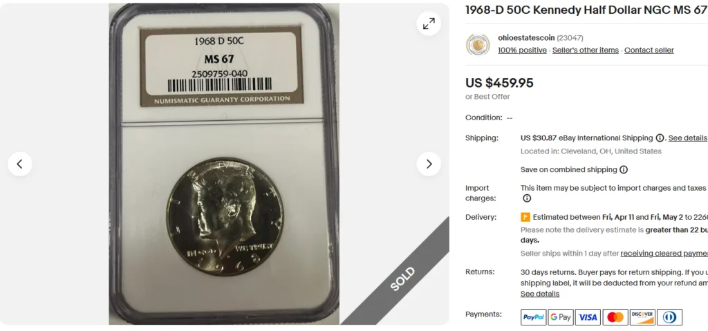 1968 Half Dollar MS67
