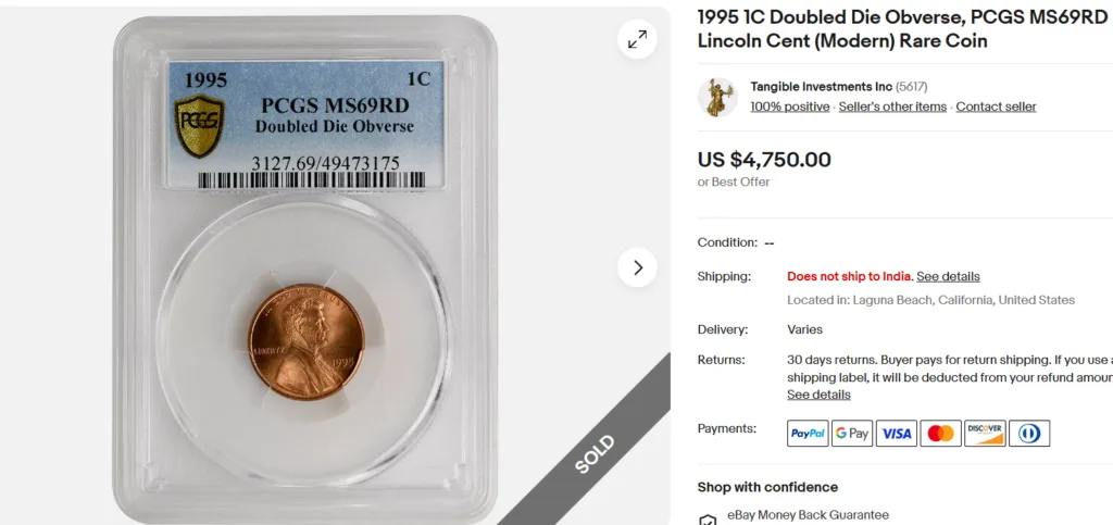 1995 Penny Double Die Obverse
