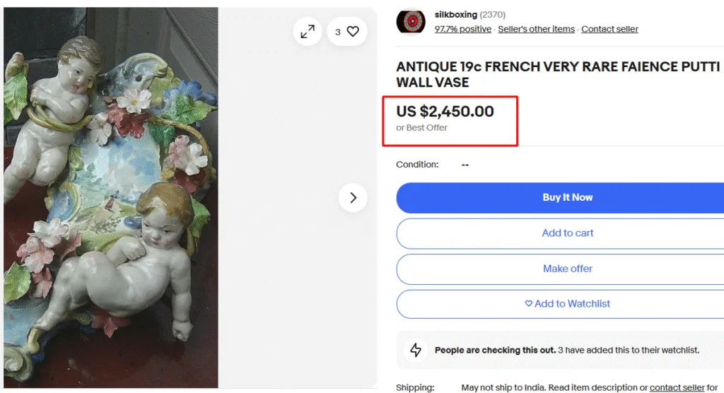 French Faience Wall Hanging Vase