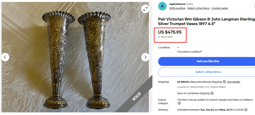 Gibson & John Langman Sterling Silver Vases