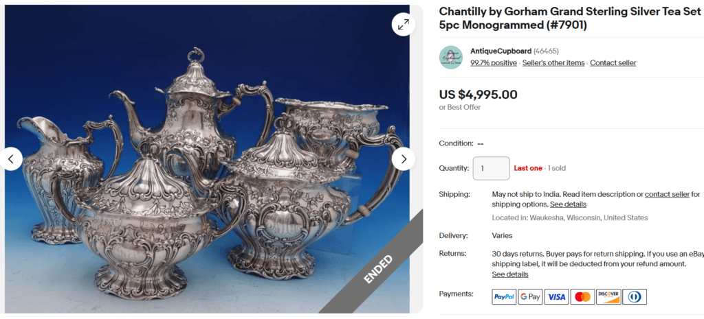 Gorham Chantilly Grand Sterling Tea Set