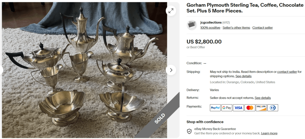 Gorham Plymouth Silver TeaCoffee Set