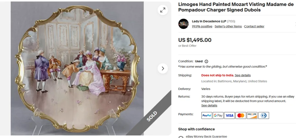 Limoges Hand Painted Porcelain Plate