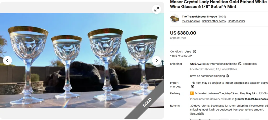 Moser Crystal Lady Hamilton Wine Glasses