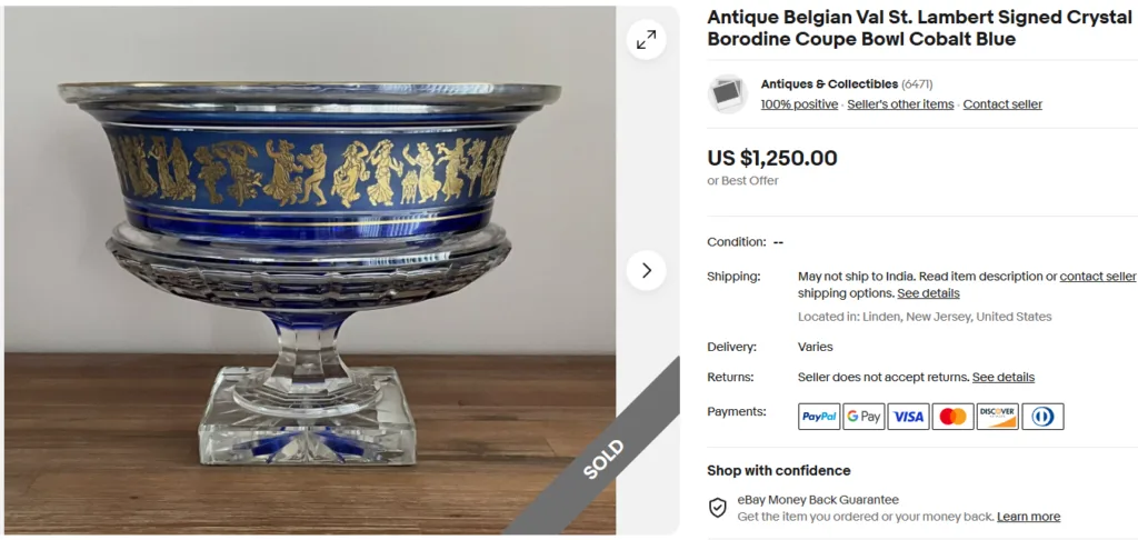 Val St. Lambert Crystal Borodine Coupe Bowl