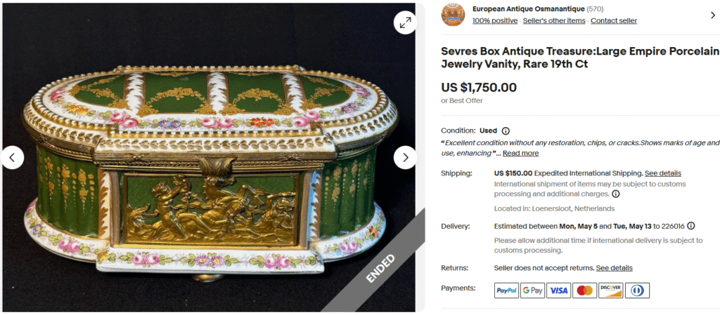 19th Century Sevres Porcelain Jewelry Vanity