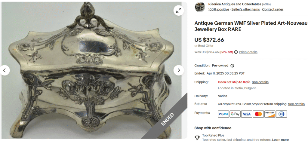 Antique Art Nouveau Style Jewelry Box