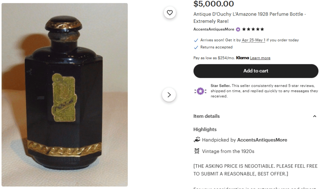 Antique D'Ouchy L'Amazone Perfume Bottle