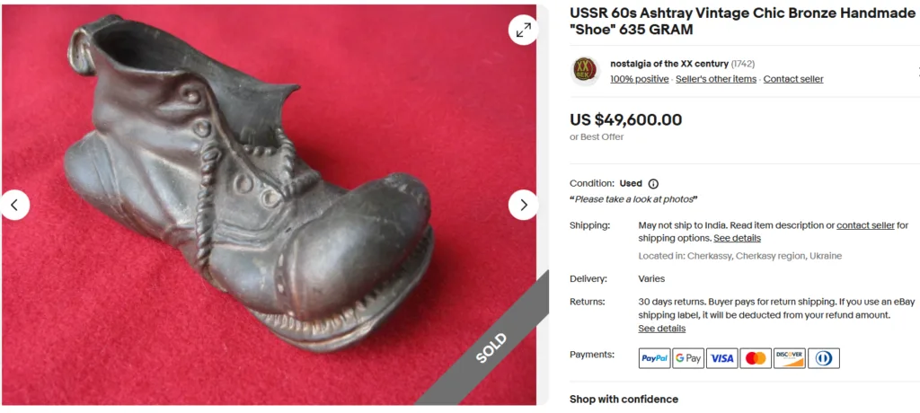 Antique USSR Bronze Handmade Ashtray