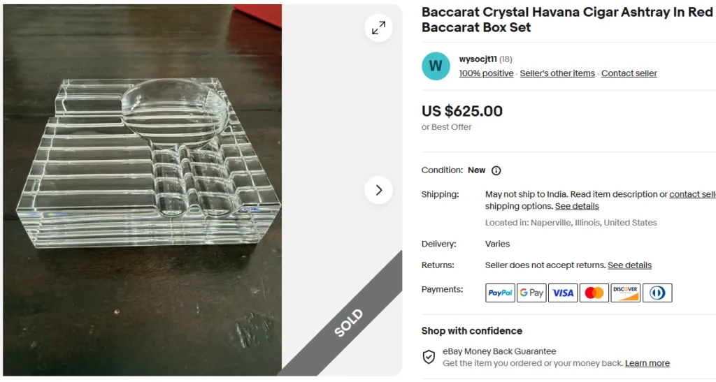 Baccarat Crystal Ashtray