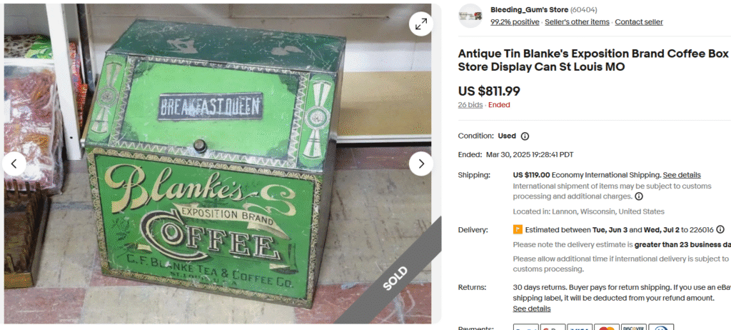 Blanke's Exposition Brand Advertising Coffee Tin