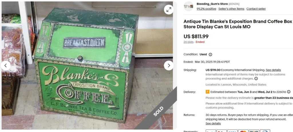 Blanke's Exposition Brand Advertising Coffee Tin