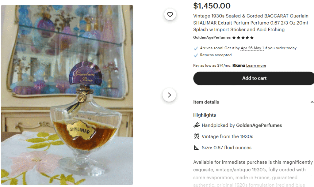 Guerlain “Shalimar” Baccarat Crystal Flacon