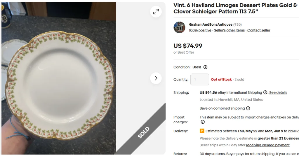 Haviland Limoges Schleiger Patterns Plate