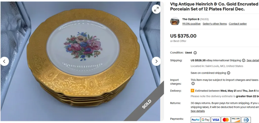 Heinrich & Co. Gold-Encrusted Porcelain Plates