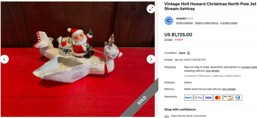Holt Howard Santa North Pole Jet Stream Ashtray