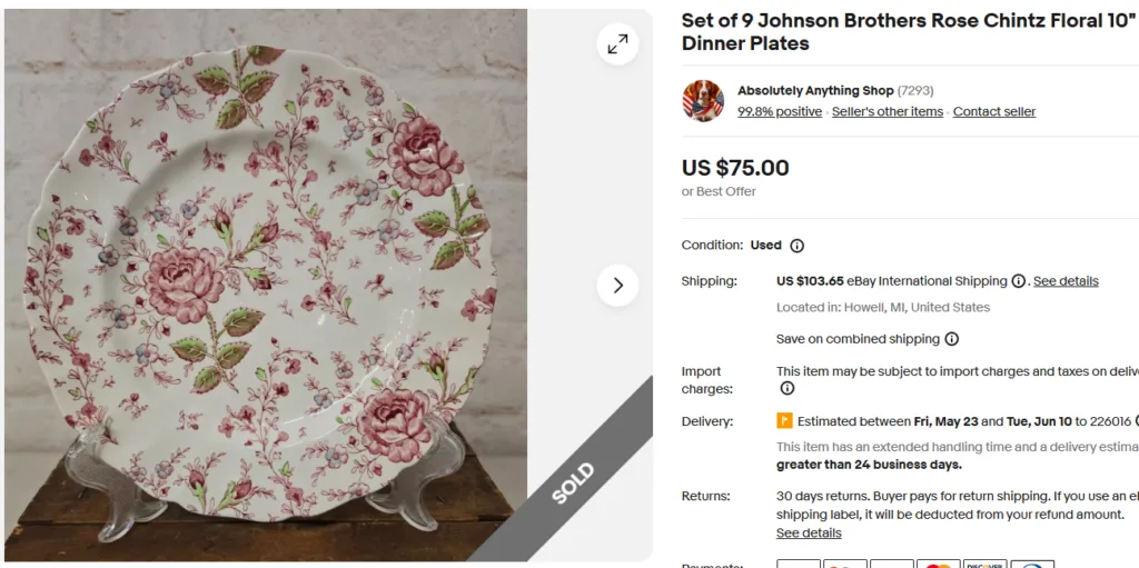 Johnson Brothers “Rose Chintz” Plate