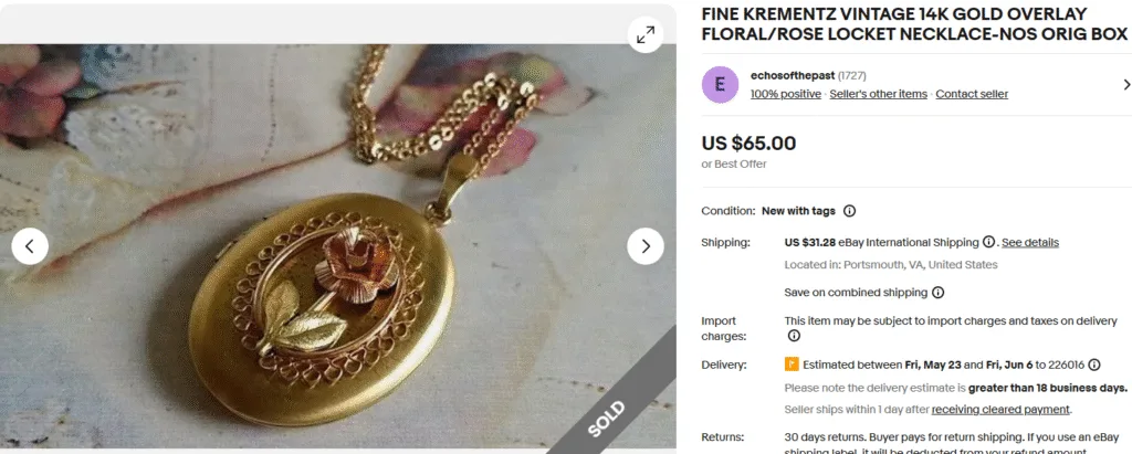 Krementz Floral Locket
