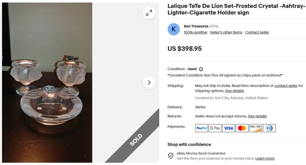 Lalique Frosted Crystal Ashtray