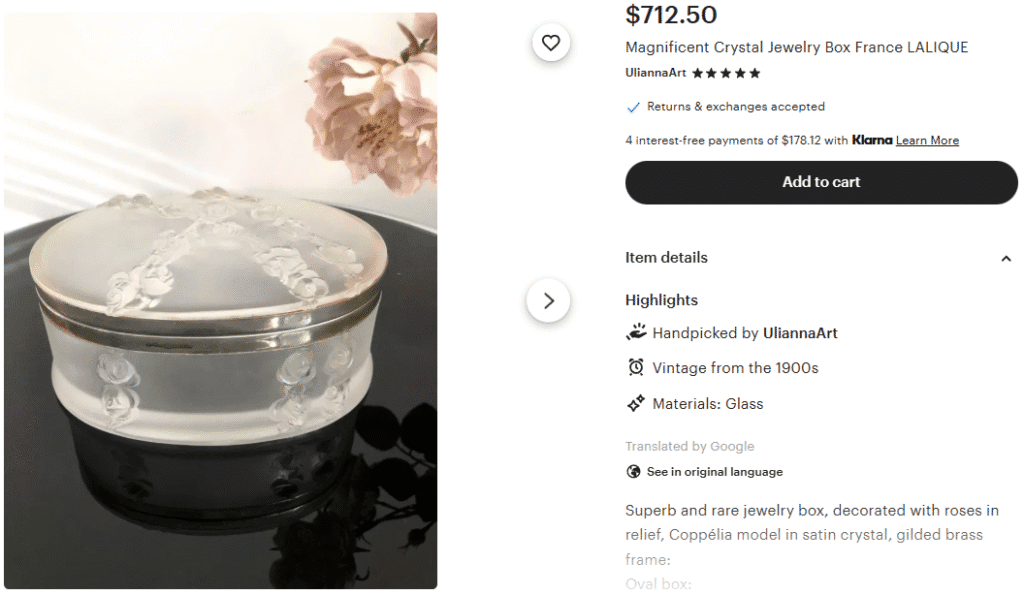 Lalique Glass and Metal Jewelry Box