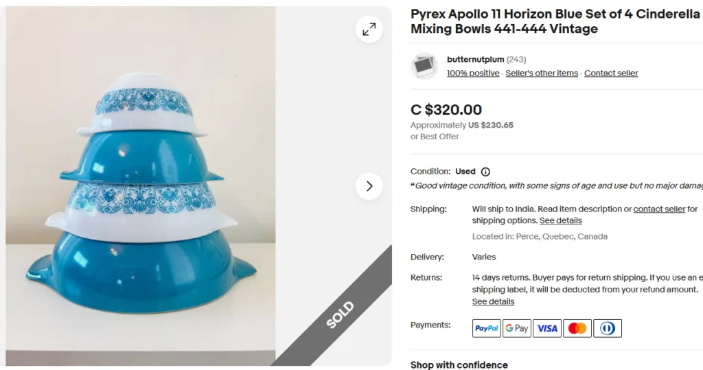 Pyrex Horizon Blue Mixing Bowls