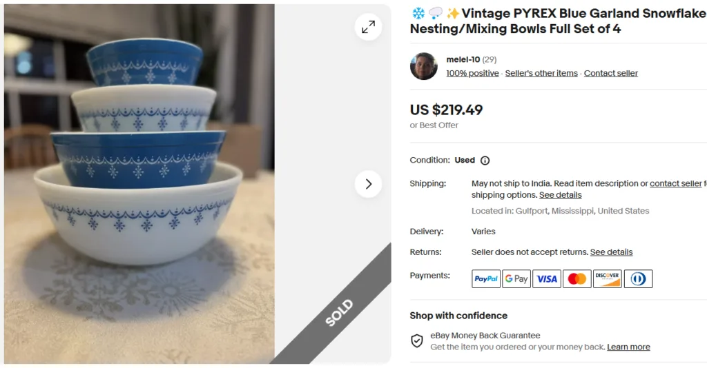 Pyrex Snowflake Blue Mixing Bowl