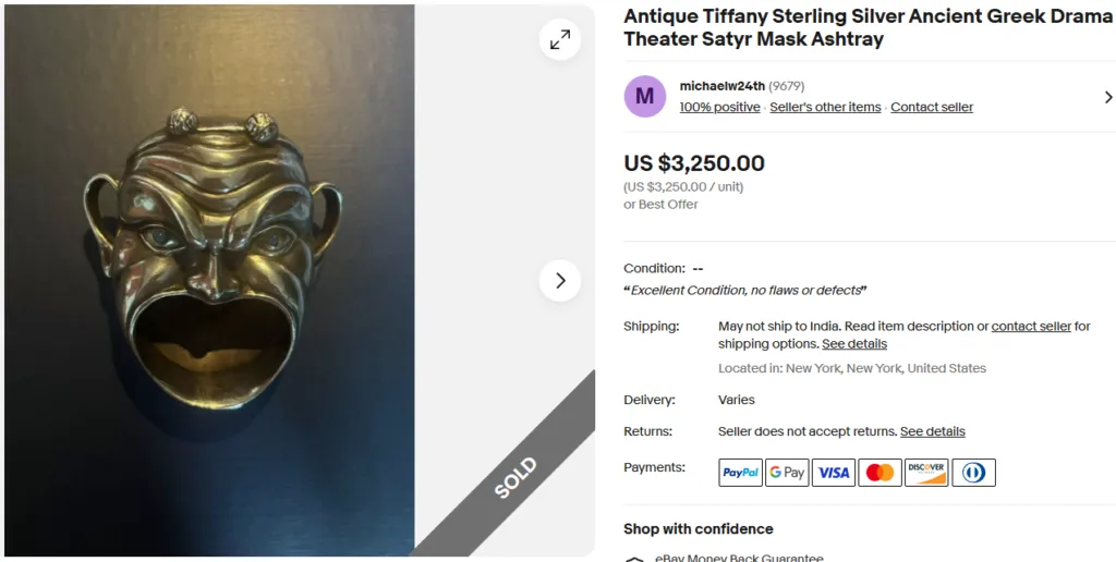 Tiffany & Co. Greek Head Silver Ashtray