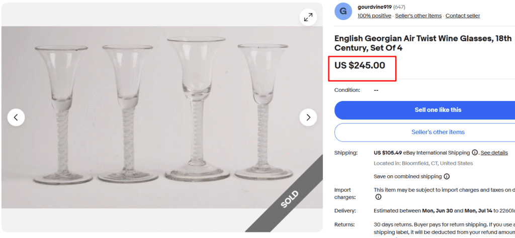 18th Century English Georgian Air Twist Wine Glasses