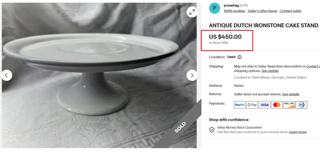 Antique Dutch Ironstone Cake Stand