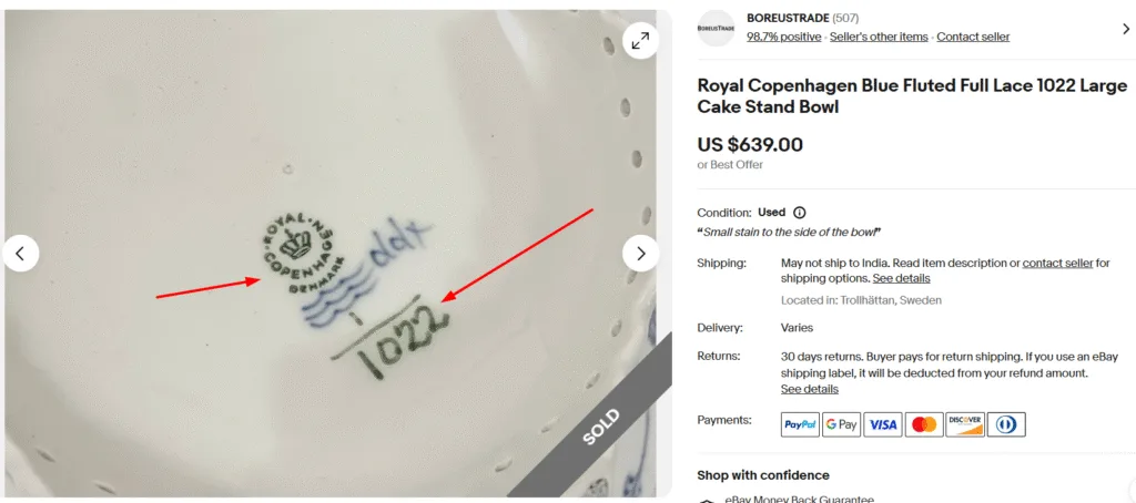 Antique Royal Copenhagen Cake Stand