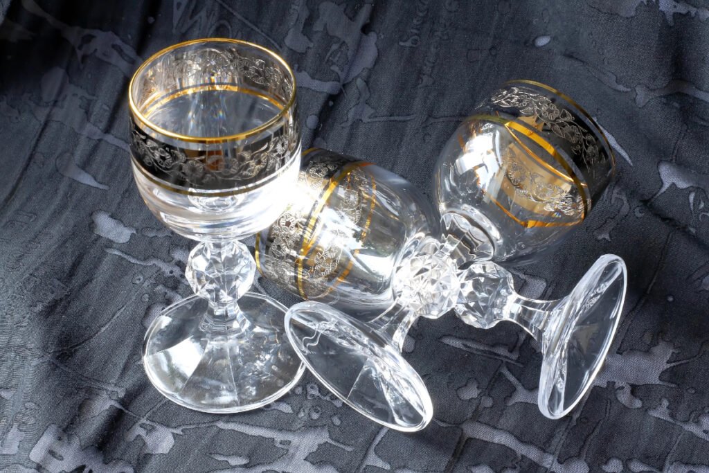 Antique Wine Glasses with Gilt