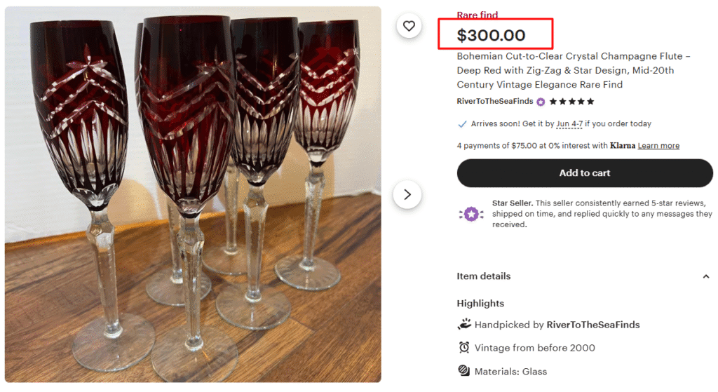 Bohemian Cut-to-Clear Crystal Champagne Flute Wine Glass