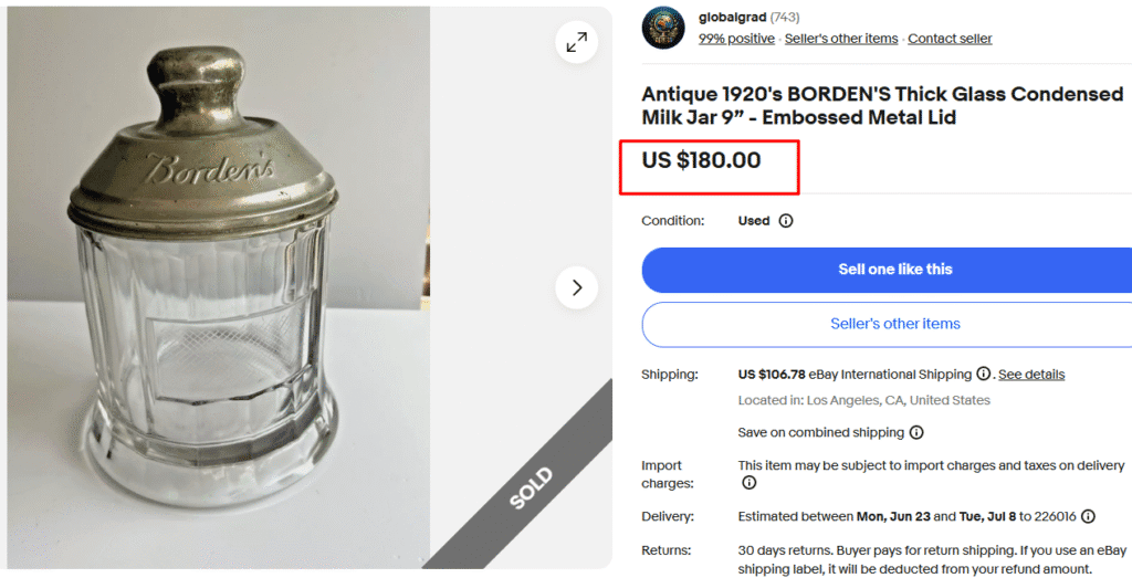 Borden's Thick Glass Condensed Milk Jar