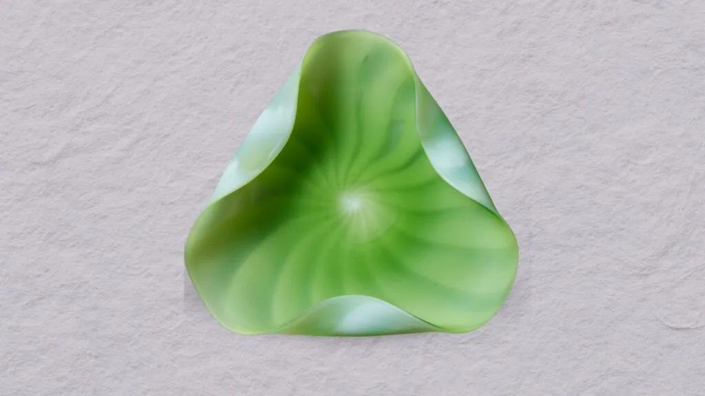 British Triangular Blown Satin Glass Dish