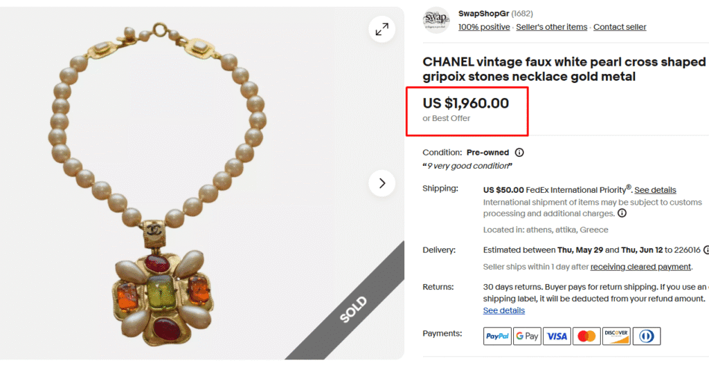 Chanel Gripoix Glass & Pearl Necklace
