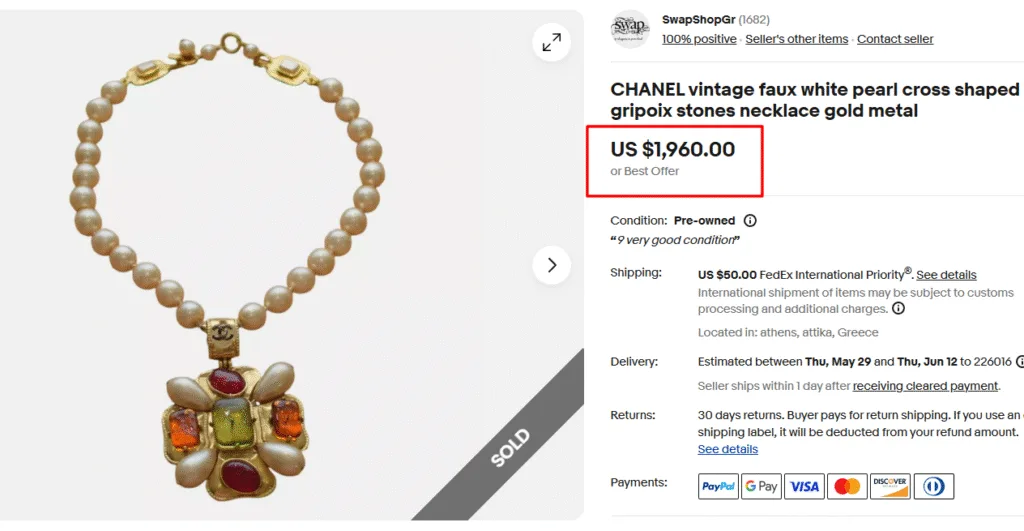 Chanel Gripoix Glass & Pearl Necklace
