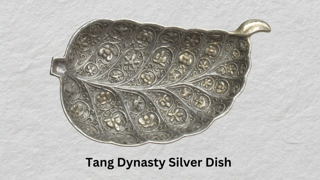 Chinese Leaf-shaped Silver Dish