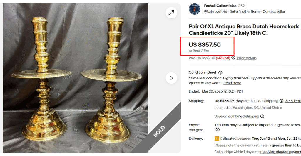 Dutch Brass Heemskirt Candle Sticks