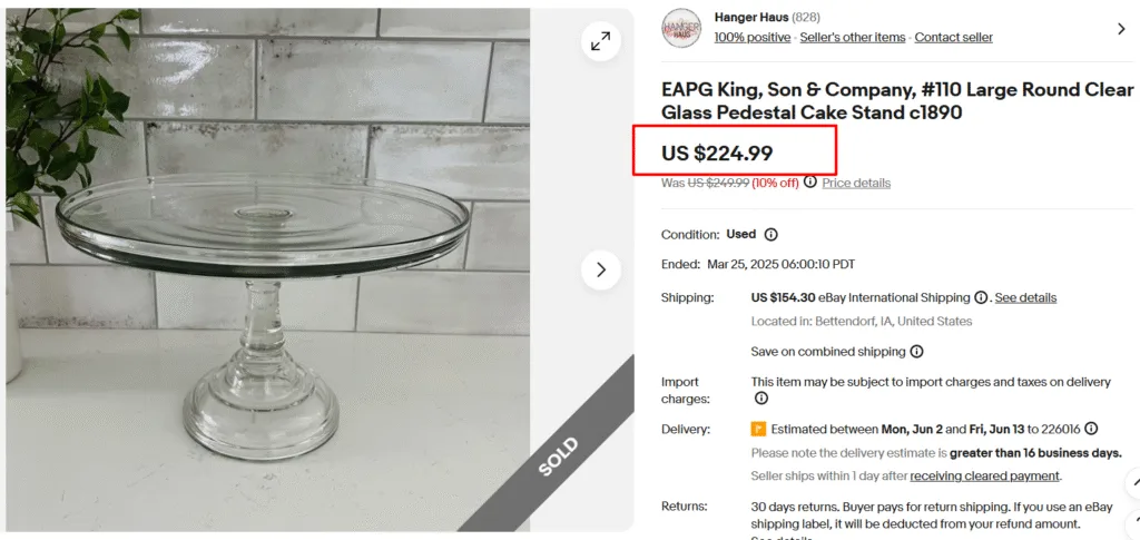 EAPG Cake Stands by Adams & Company