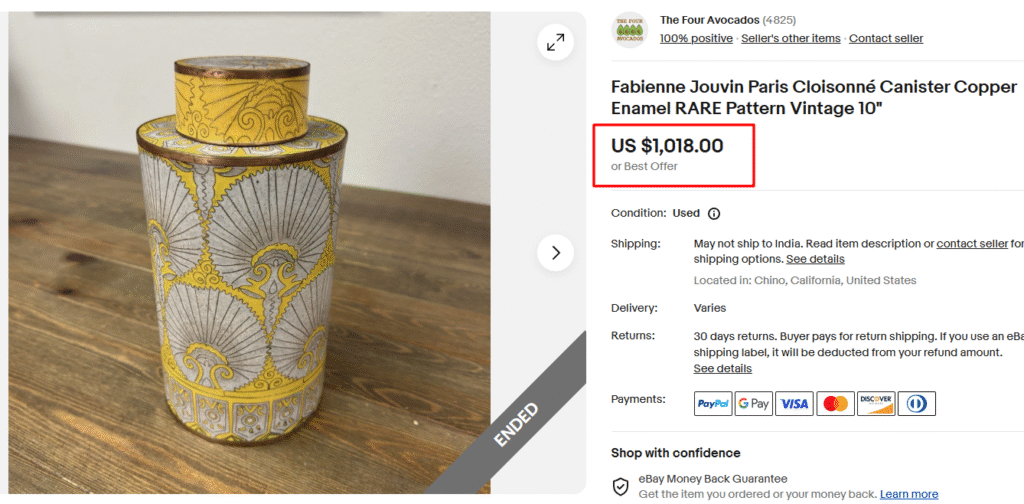 Fabienne Jouvin Paris Enamel Cloisonné Canister