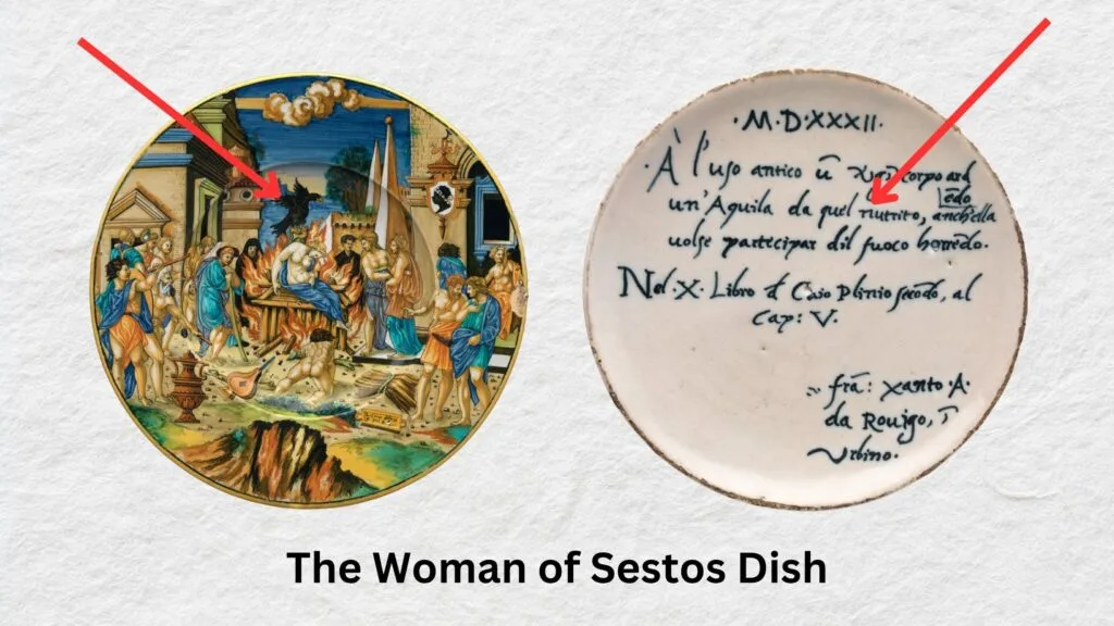 Fra Xanto Avelli Dish with Woman of Sestos and Pucci Arms