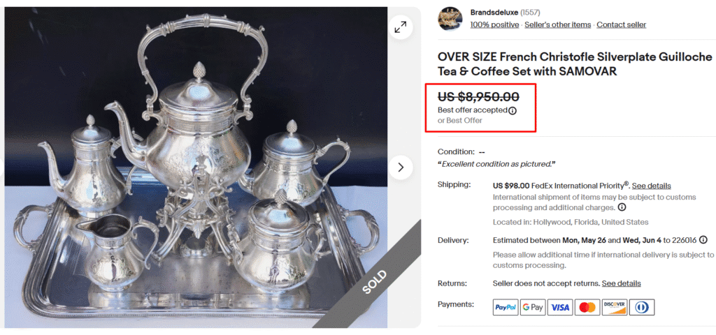 French Christofle Silverplate Guilloche Tea Set