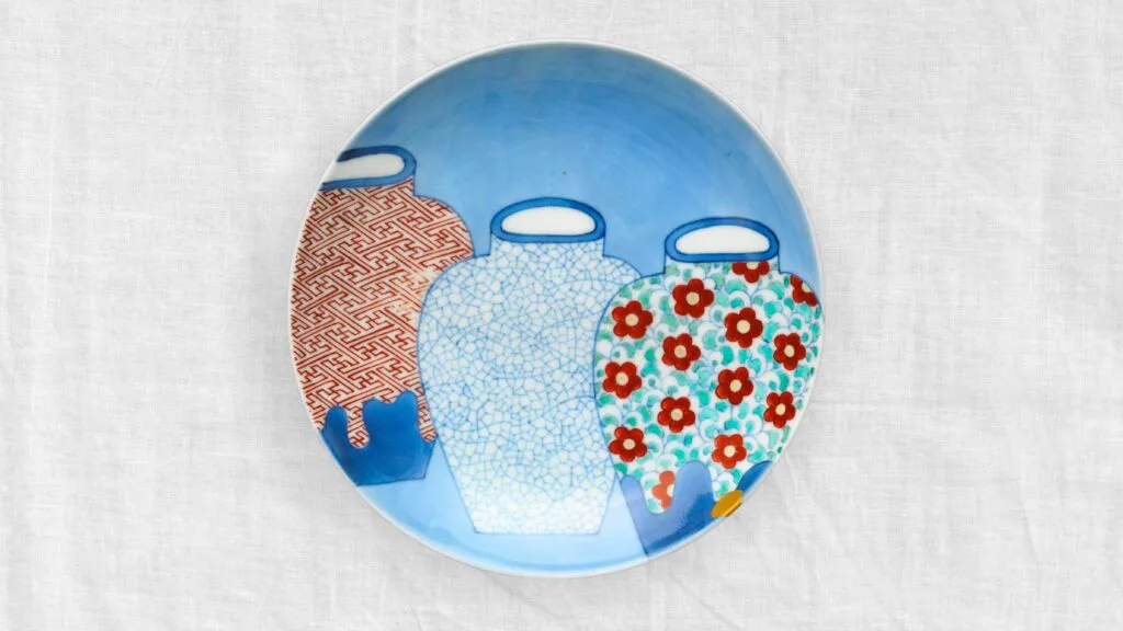 Japanese Nabeshima Dish with Three Jars