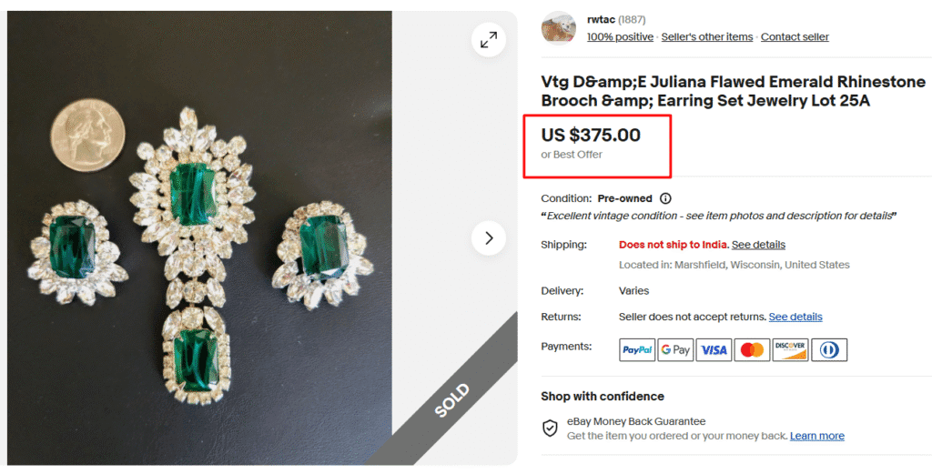 Juliana D&E Rhinestone Brooch & Earring Set