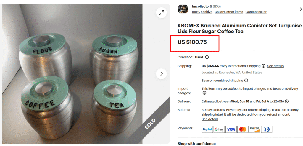 Kromex Aluminum Turquoise Canister Set