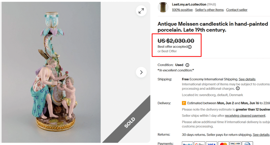 Meissen Handpainted Figurial Candle Holder