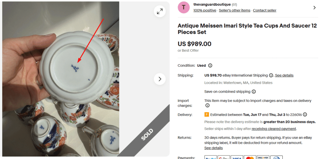 Meissen Tea Set Bottom Marking